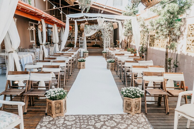 beautiful wedding ceremony venue, aisle, seating