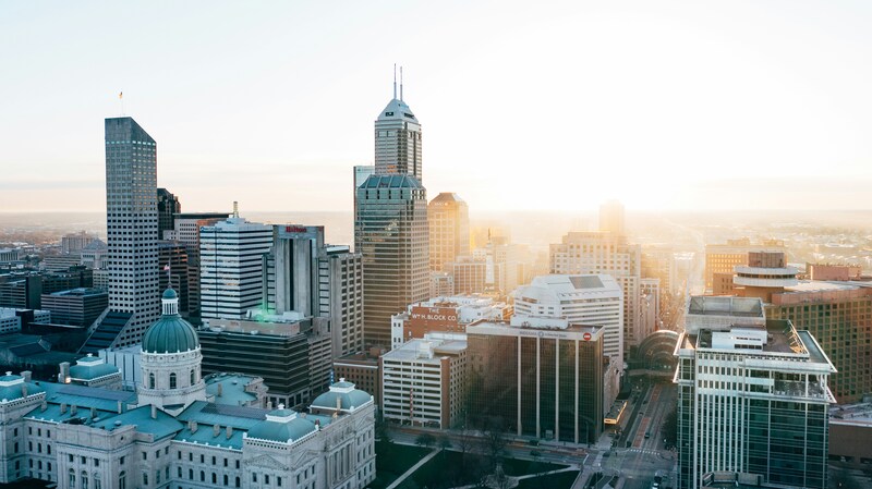 Aerial view of downtown Indianapolis, Indiana