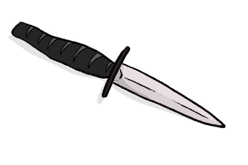 illustration of an athame dagger for a Pagan wedding altar, black handle and silver blade