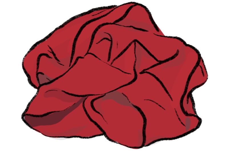 illustration of a crimson red table cloth used in a Wiccan, Druid, or Pagan wedding ritual or Year and a Day engagement ceremony 