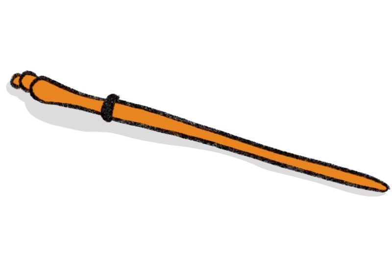 illustration of a golden orange colored wand that is used in a Wiccan or Pagan wedding or betrothal ceremony 