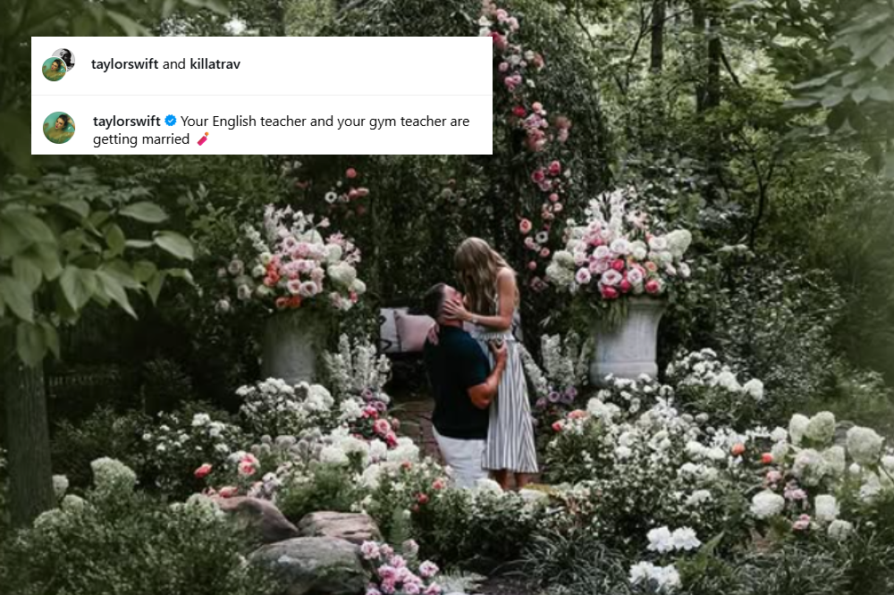 Screenshot of Taylor Swift Instagram announcement of her engagement to Travis Kelce, 