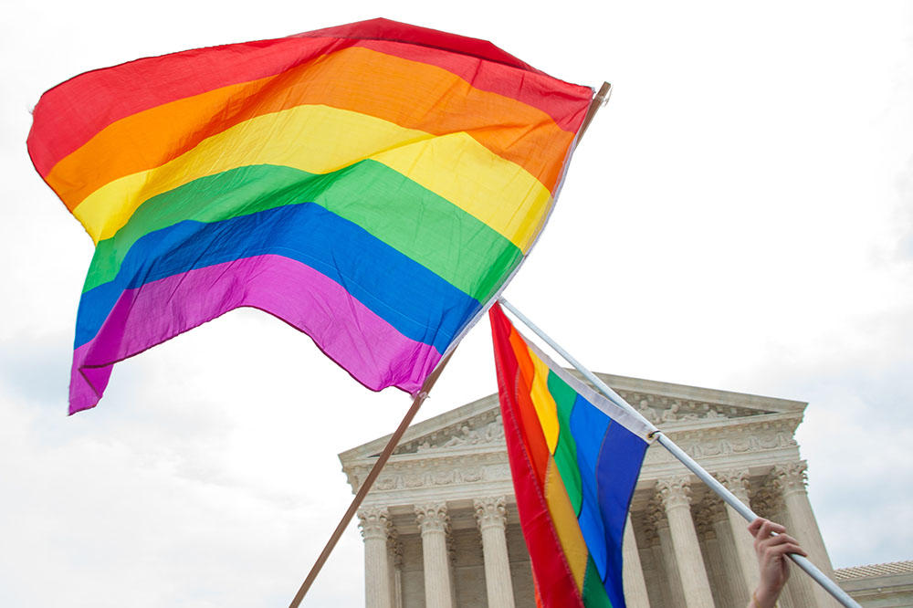 Pride flags in from of Supreme Court building