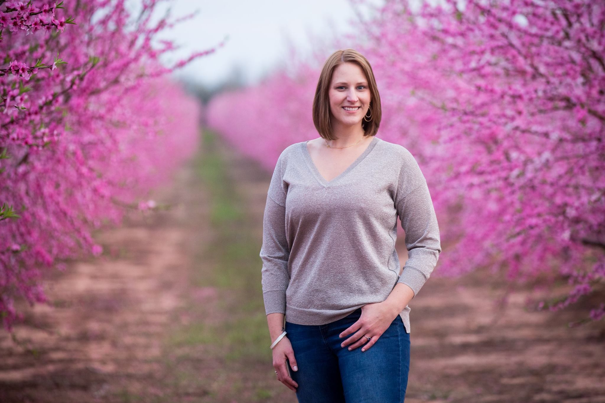 Margo huggins in peach orchard