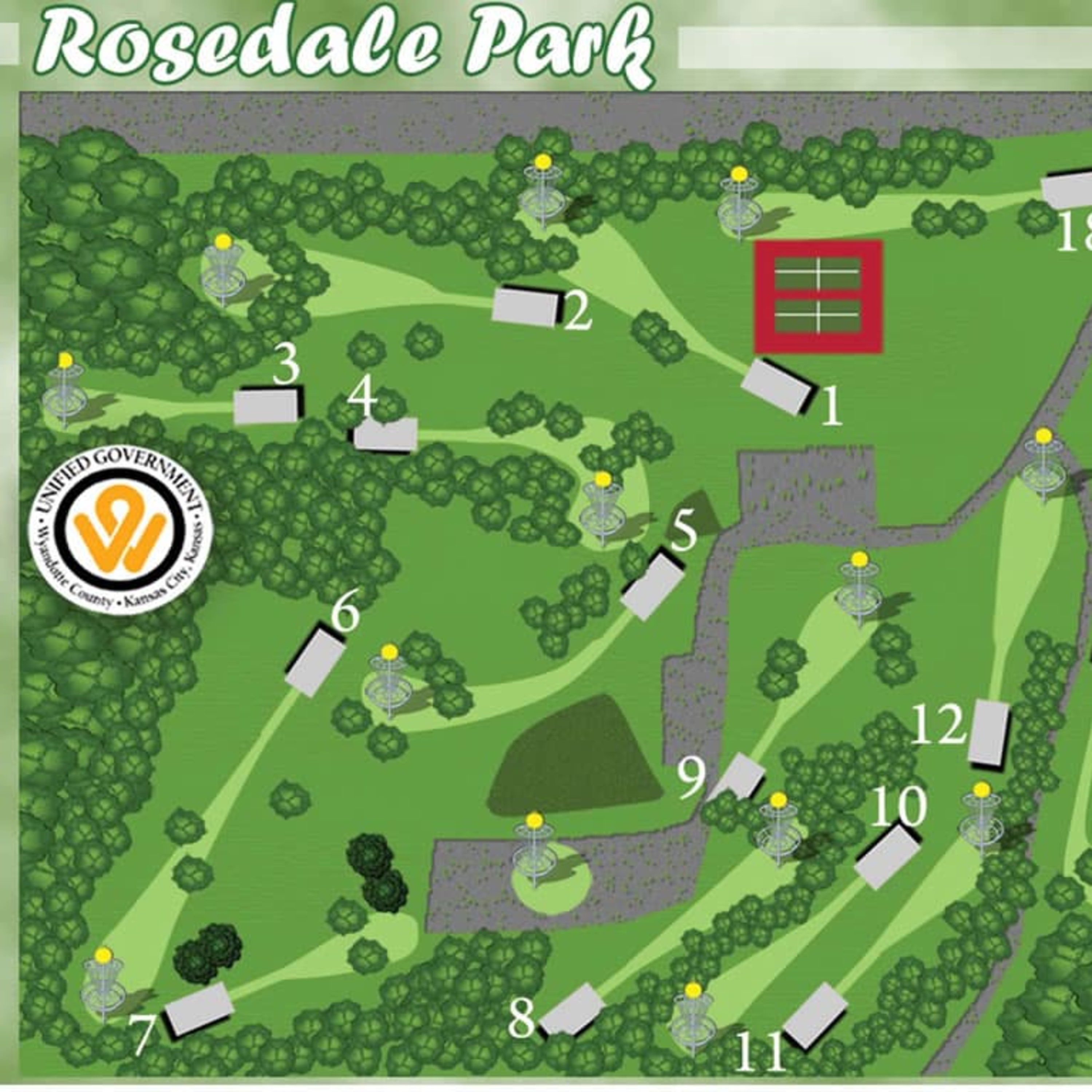Slappin' Disc KC at Rosedale Park DGC in Kansas City, Kansas Front Nine Up Top