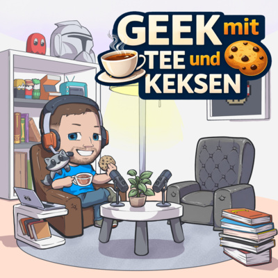Geek mit Tee und Keksen