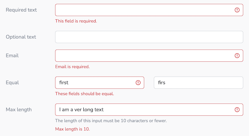 input forms validations