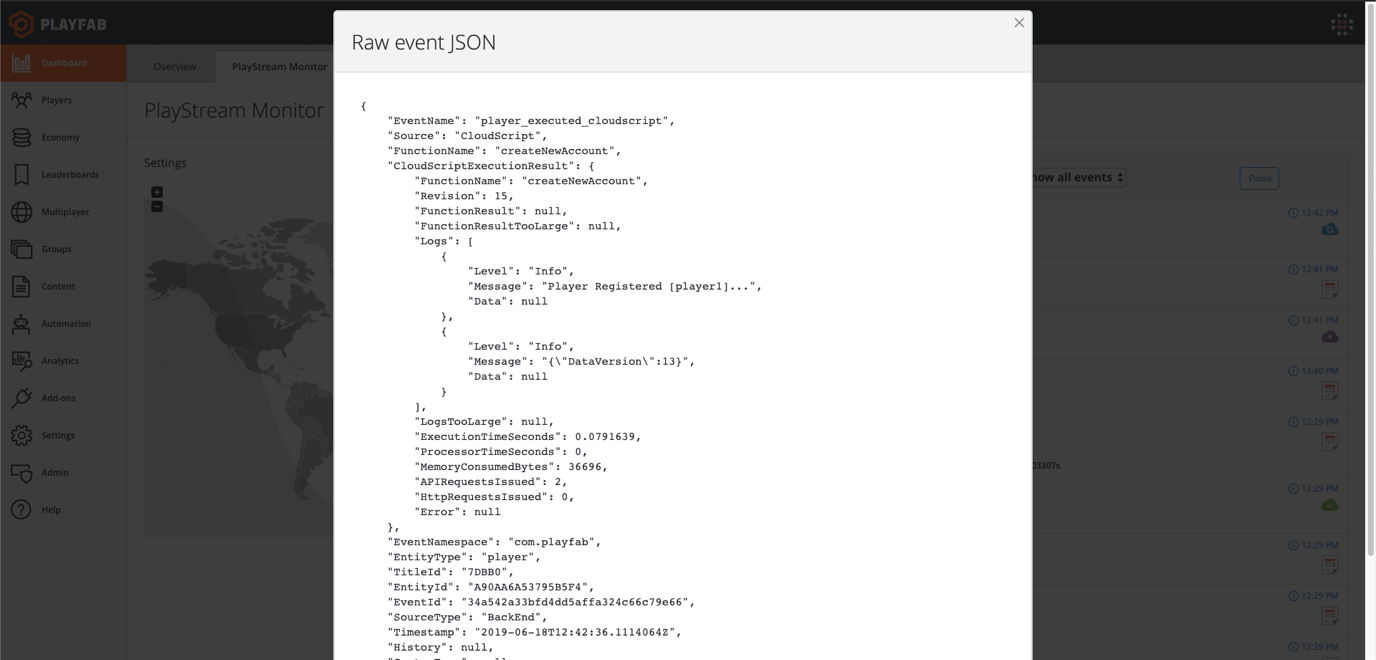 Raw event JSON Raw event JSON