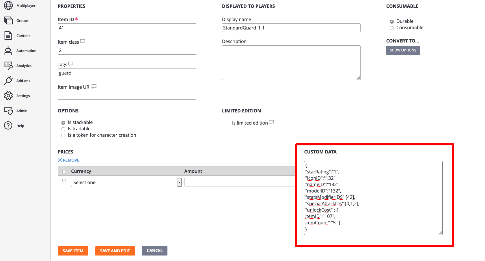 Adding custom JSON data Adding custom JSON data