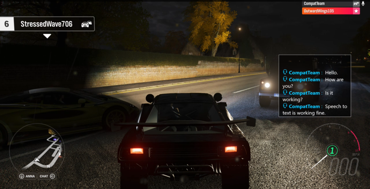 Screenshot of Forza Horizon 4 using an earlier version of PlayFab Party in production Screenshot of Forza Horizon 4 using an earlier version of PlayFab Party in production