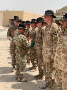 Brig Gen. Miles Brown presents end of tour awards to Soldiers from the 1st Cavalry Division headquarter earlier this month at Kandahar Airfield. The Troopers were deployed to Afghanistan in support of operation Freedom Sentinel.