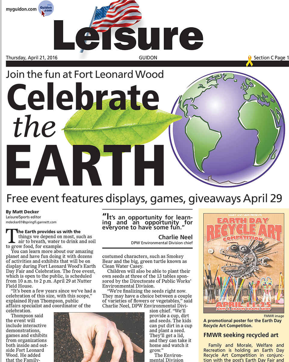 Photo Earth Day paper U.S. Army Fort Leonard Wood
