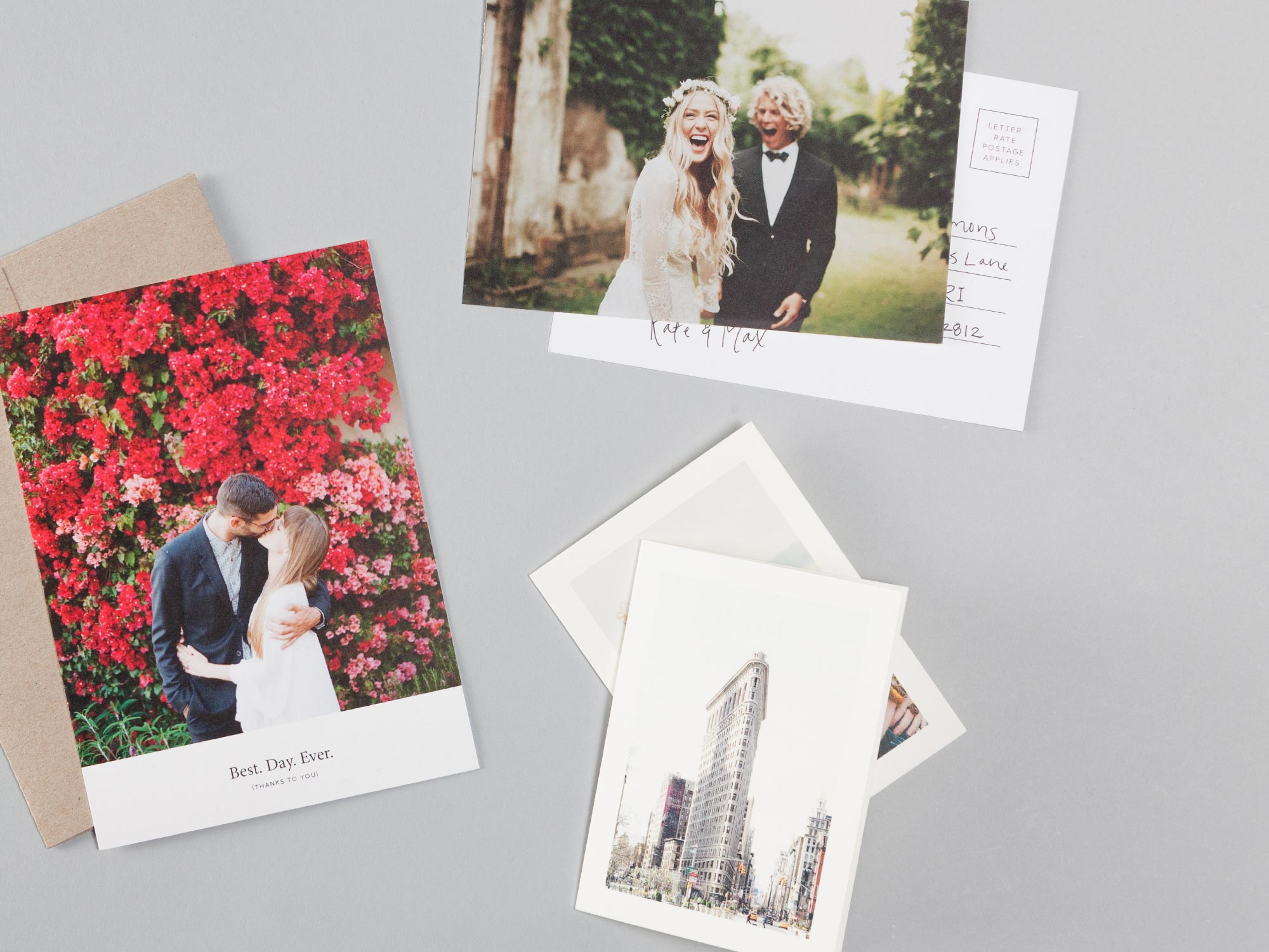 Wedding cards laid on a table