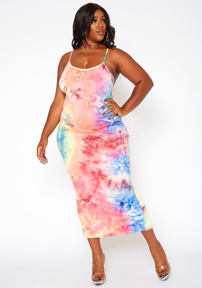tie dye bodycon maxi dress