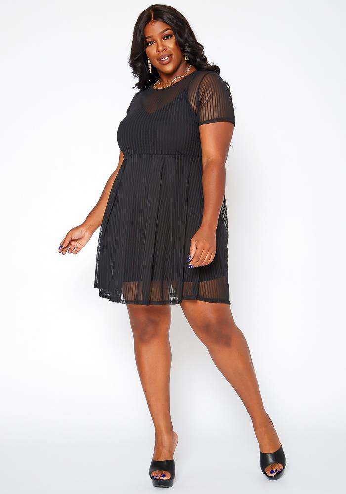 plus size fit and flare mini dress