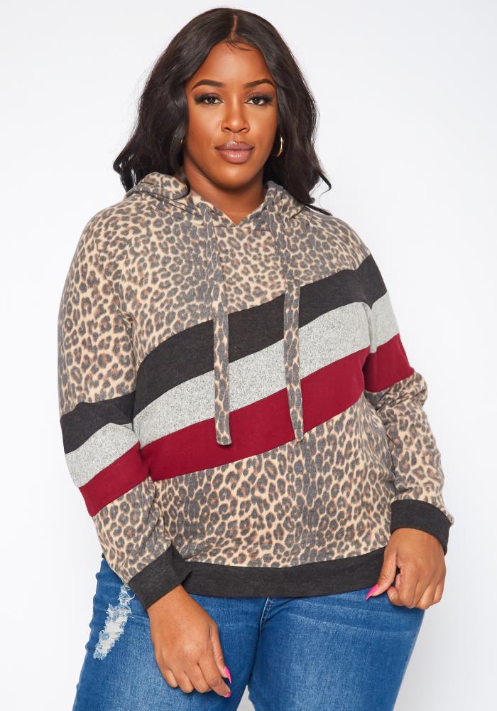 plus size leopard print turtleneck