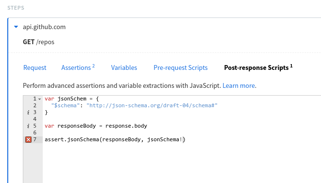 Custom JavaScript required in Runscope