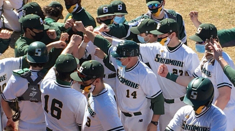 Skidmore baseball opens the season with a big win against Castleton Skidmore baseball opens the season with a big win against Castleton
