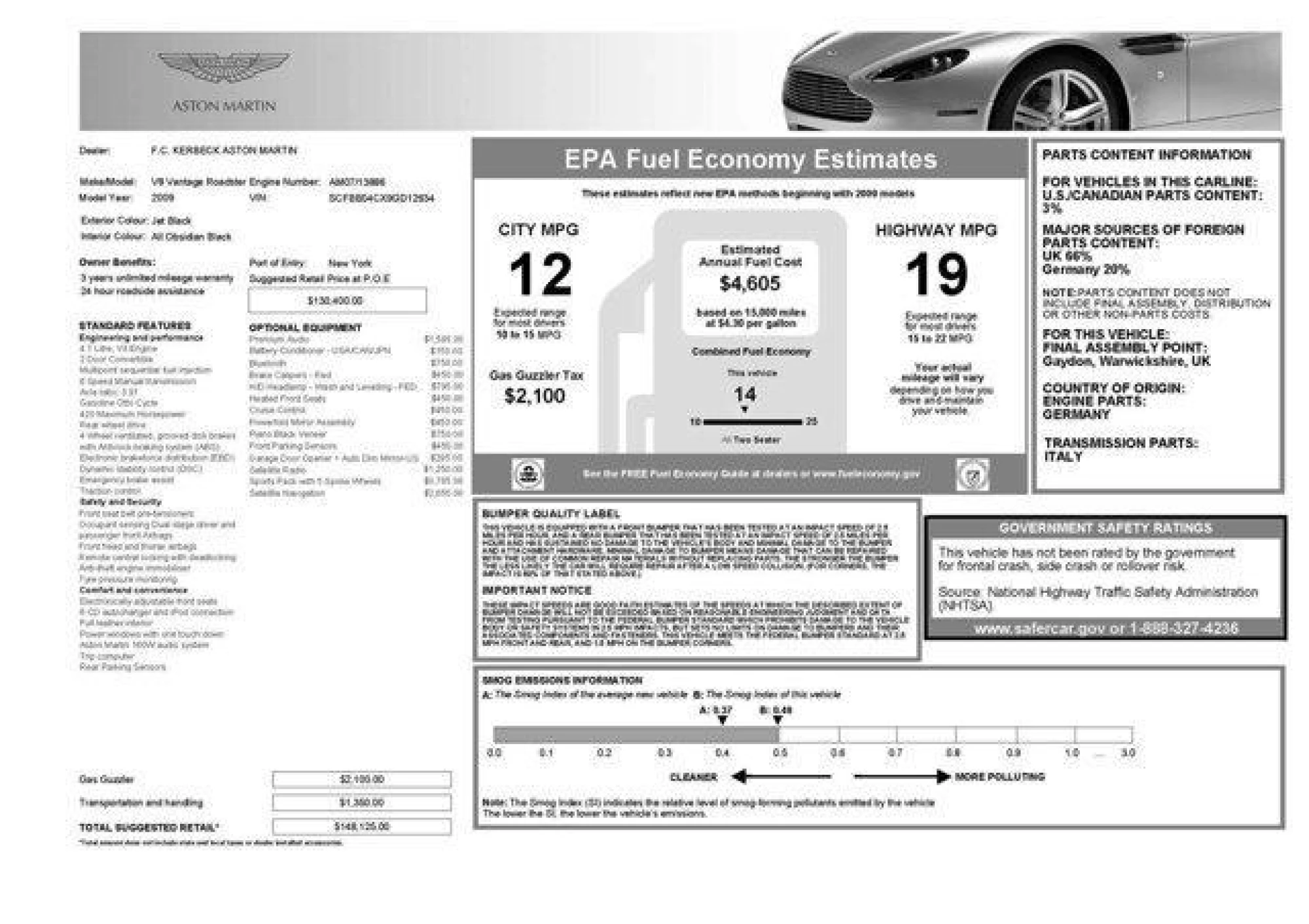 2009 Aston Martin V8 Vantage