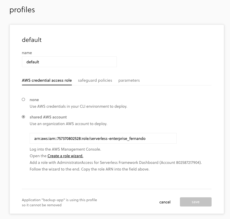 Captura de pantalla del perfil predeterminado