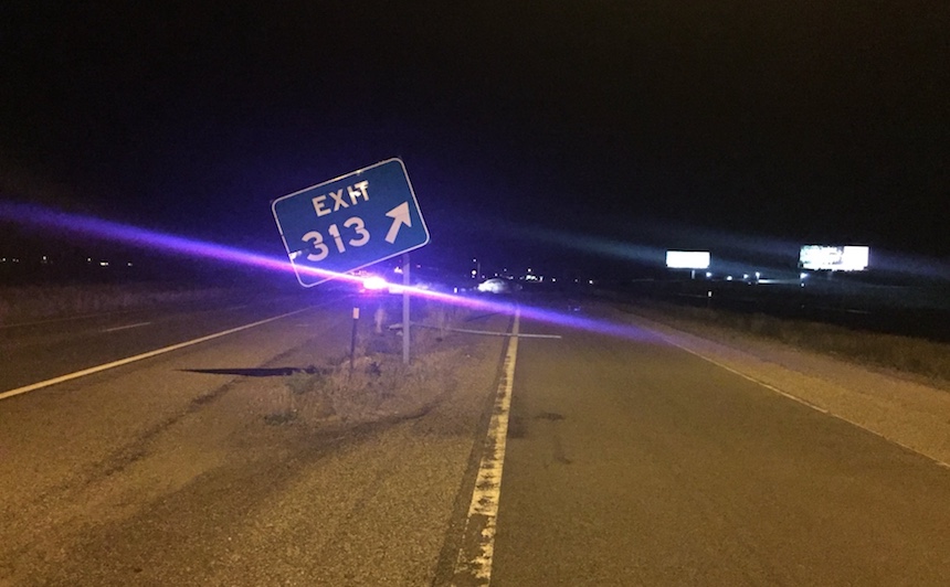 Sleepy driver hits road sign and light pole on Highway 20 East Idaho News