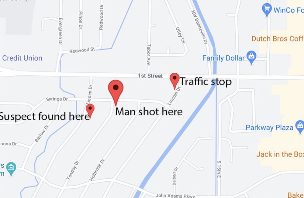 map of area of police pursuit