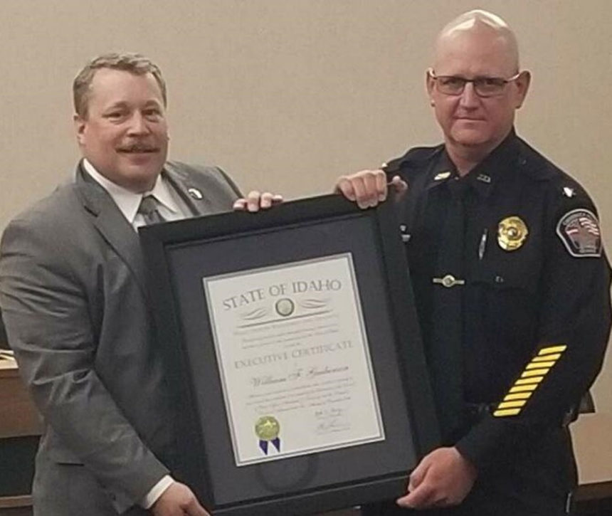 Chubbuck PD chief Bill Guiberson receives POST Executive Certificate