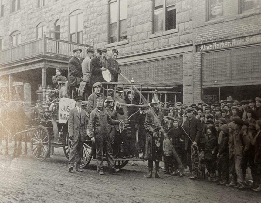 A newlywed couple is celebrated in Idaho Falls in the 1900s