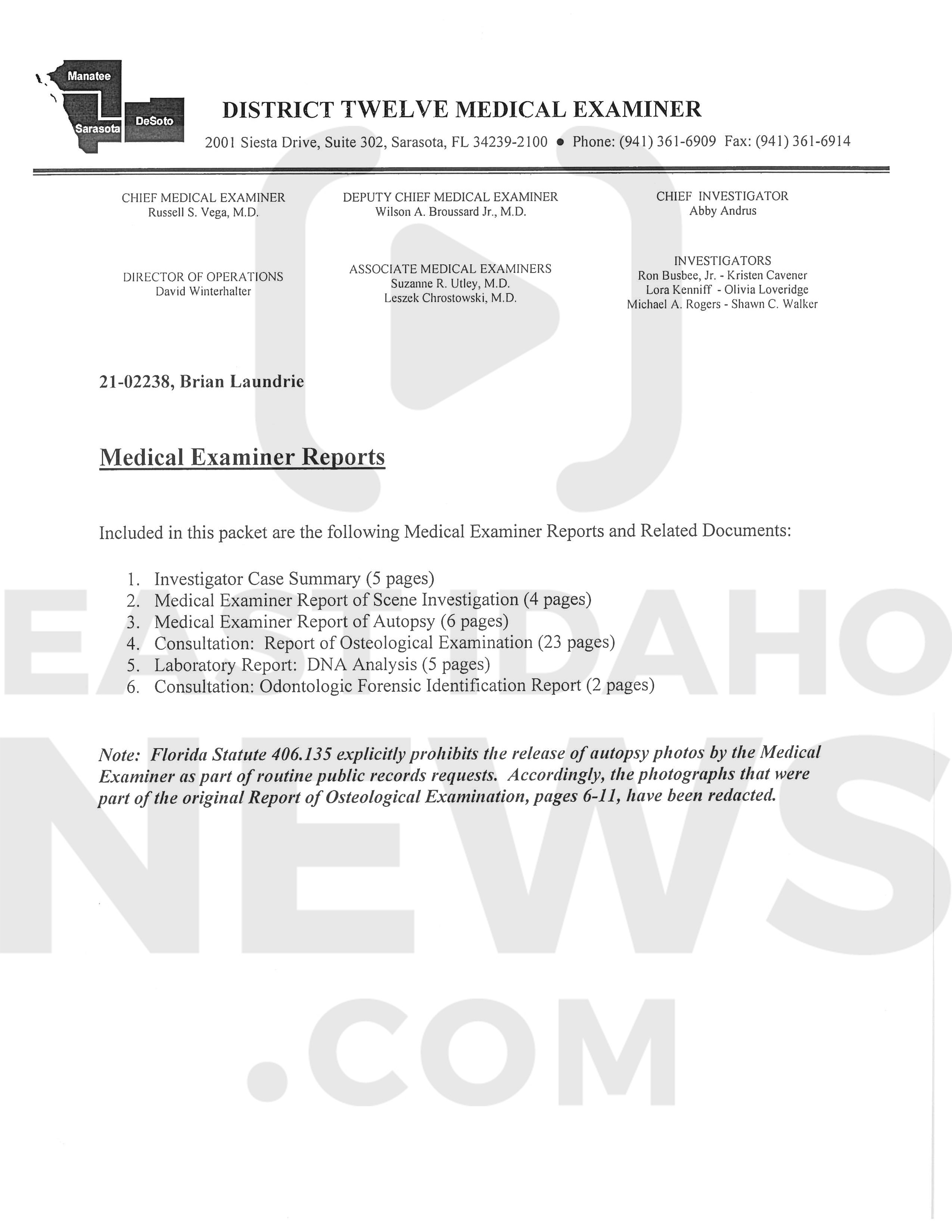 READ Brian Laundrie's autopsy report East Idaho News
