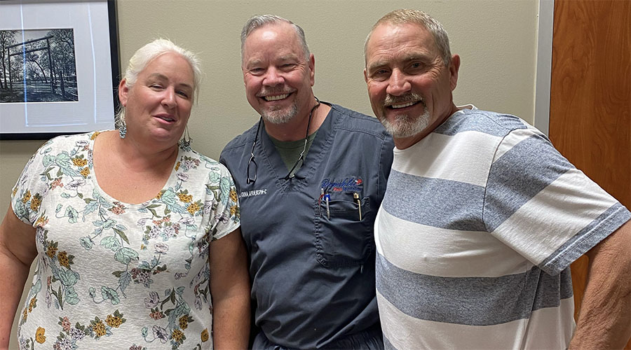 Pam Colling with David Gaskin after receiving stellate ganglion block