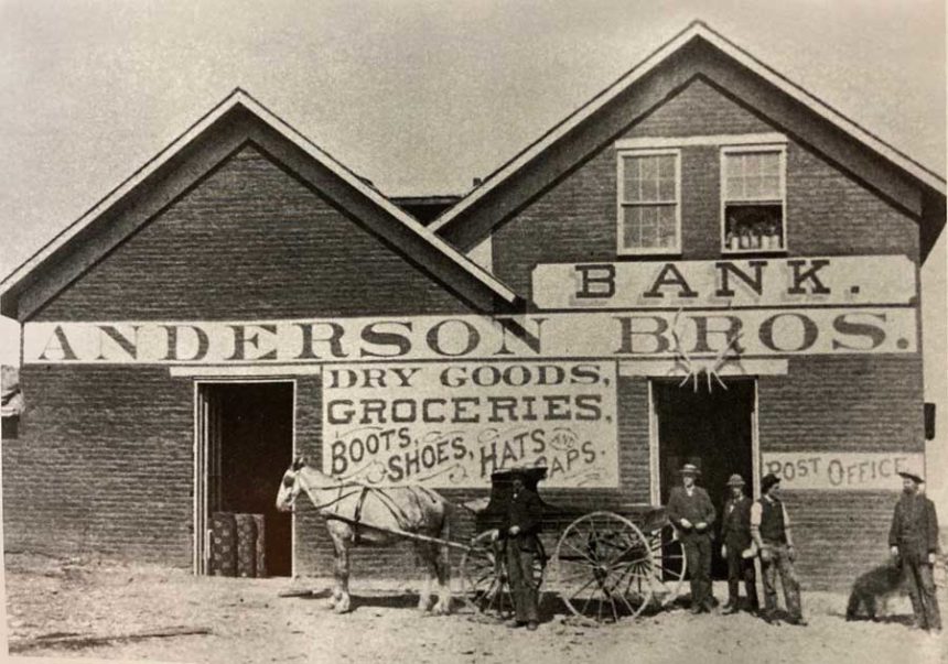 Anderson Brothers bank in Idaho Falls in the late 1800s or early 1900s.