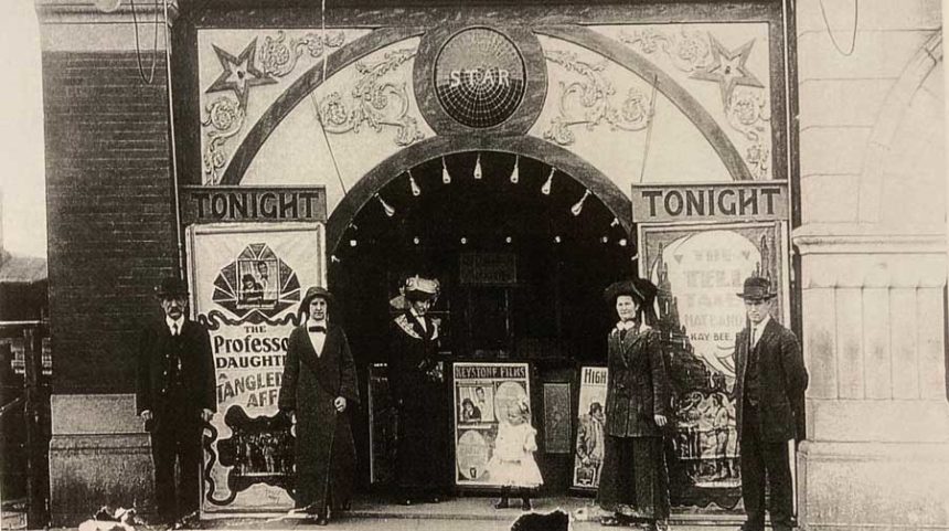 The Star Theater with the owner and others in Idaho Falls, circa 1920.
