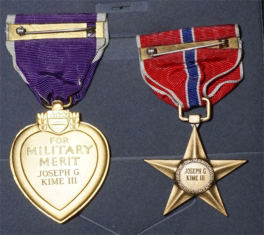 Purple Heart and Bronze Star belonging to Joseph Klime