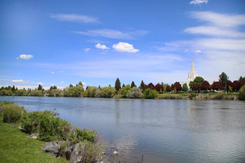 The Snake River and LDS Temple in Idaho Falls