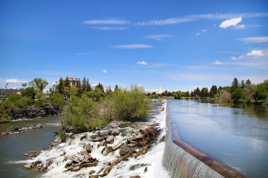 The falls along the Snake River in Idaho Falls