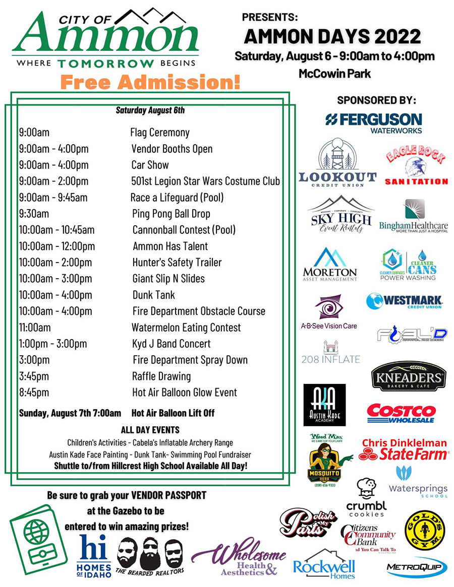 Ammon Days new schedule