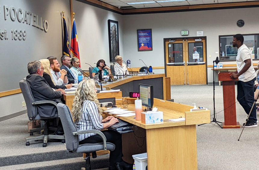 Pocatello sergeant Akilah Lacey addresses the Pocatello City Council