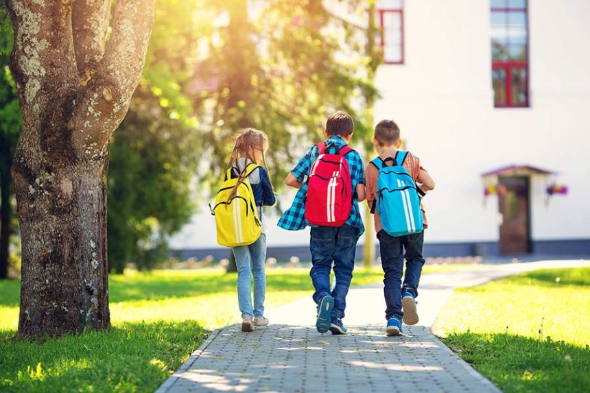 children walking to school