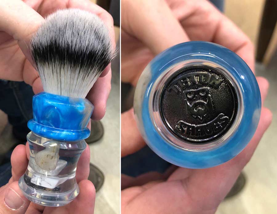 shaving brush and bottle