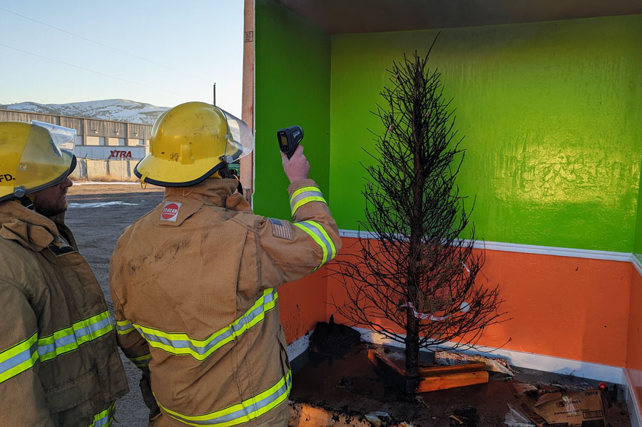Demonstration shows how quickly a candle and Christmas tree can destroy