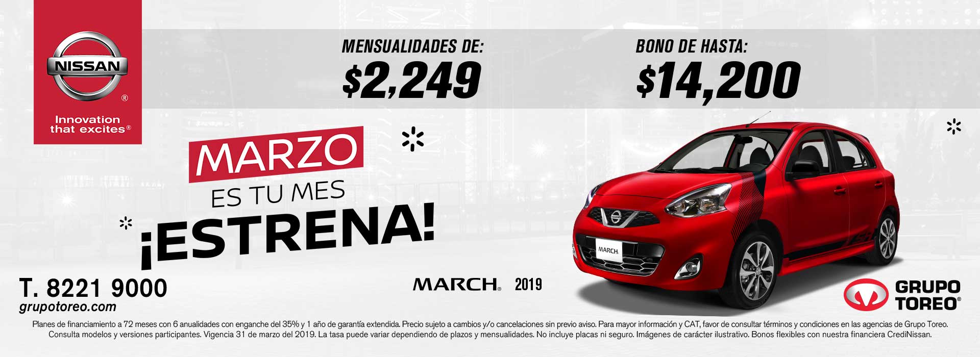 ¡LLÉVATE UN NISSAN MARCH CON MENSUALIDADES DE 14,200! Grupo Toreo Monterrey, ¡LLÉVATE UN NISSAN MARCH CON MENSUALIDADES DE 14,200! Grupo Toreo Monterrey,