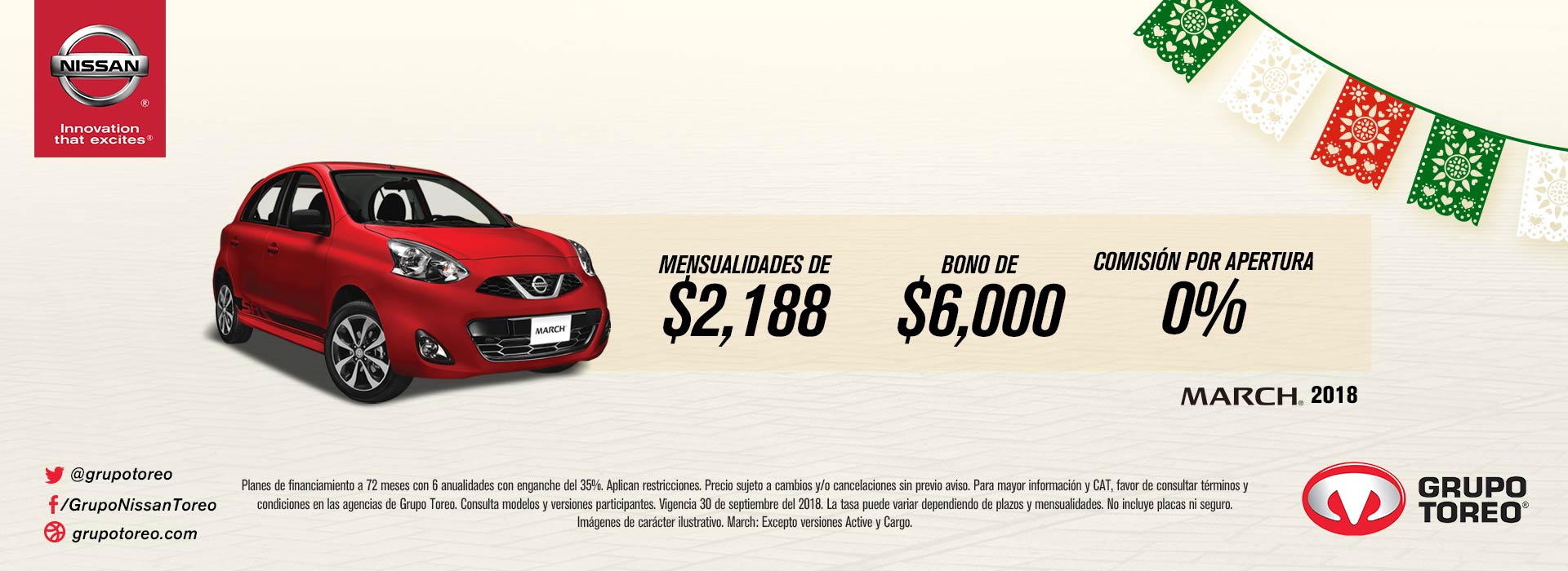 ¡LLÉVATE UN NISSAN MARCH CON MENSUALIDADES DE2,188! NISSAN TOREO CONTRY Monterrey, Nuevo Leon ¡LLÉVATE UN NISSAN MARCH CON MENSUALIDADES DE2,188! NISSAN TOREO CONTRY Monterrey, Nuevo Leon