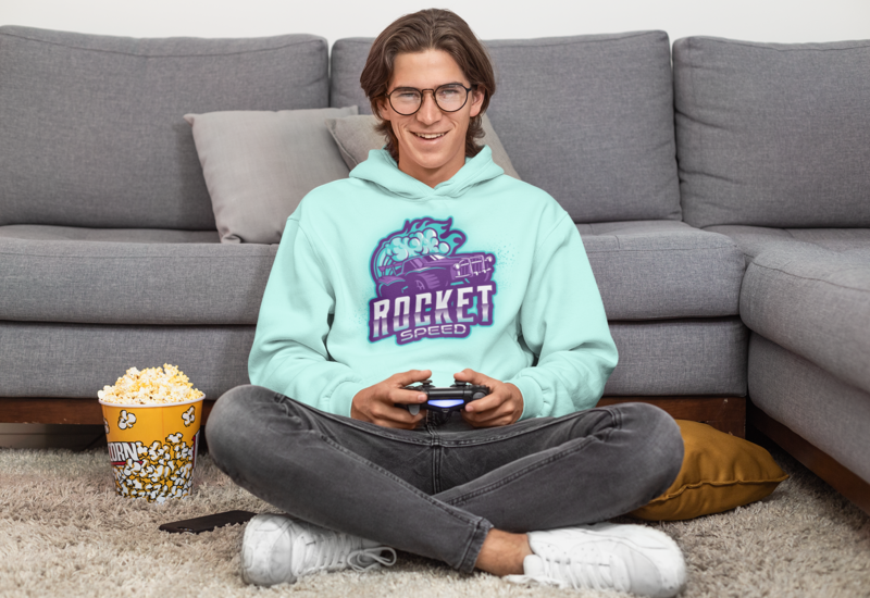 Man in Hoodie Plays Video Games