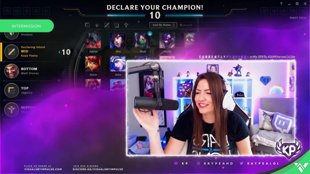 Female Streamer Playing League of Legends with webcam