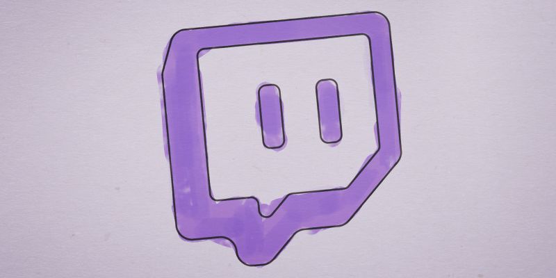 twitch logo in watercolor paint over white paper