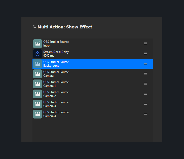 Final multi action timeline example for effects