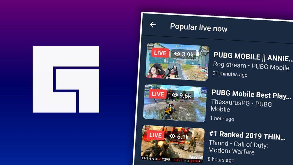 Facebook gaming logo and app over phone screen