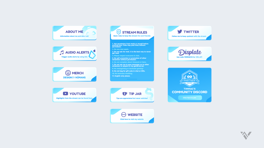 Timmac custom blue twitch panels