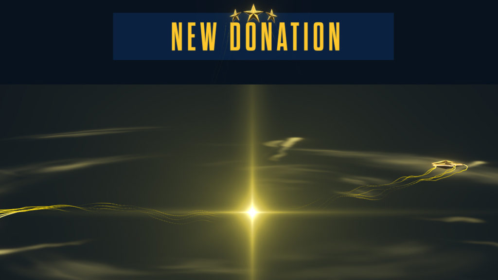 courage new donation alert with golden stars and soundwaves