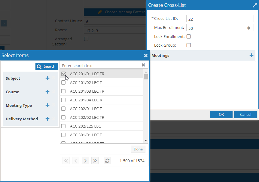 CrossList_SelectSection